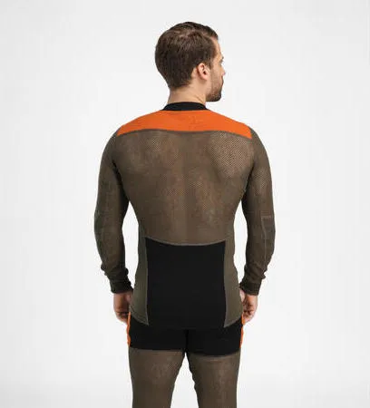 Aclima Men&#x27;s WoolNet Hybrid Crew Neck Jet Black/Tarmac/Gold Flame | Buy Aclima Men&#x27;s WoolNet Hybrid Crew Neck Jet Black/Tarmac/Gold Flame here | Outnorth