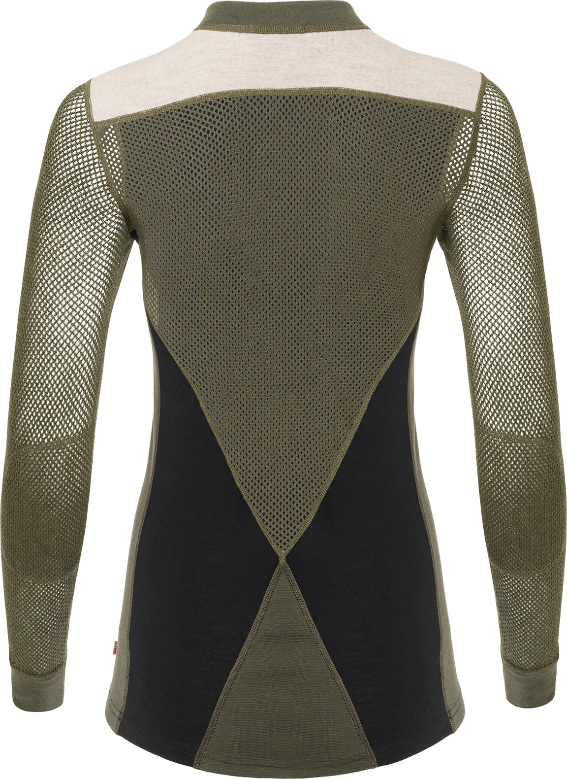 Aclima Women&#x27;s WoolNet Hybrid Crew Neck Jet Black/Olive Night/Beige Melange | Buy Aclima Women&#x27;s WoolNet Hybrid Crew Neck Jet Black/Olive Night/Beige Melange here | Outnorth