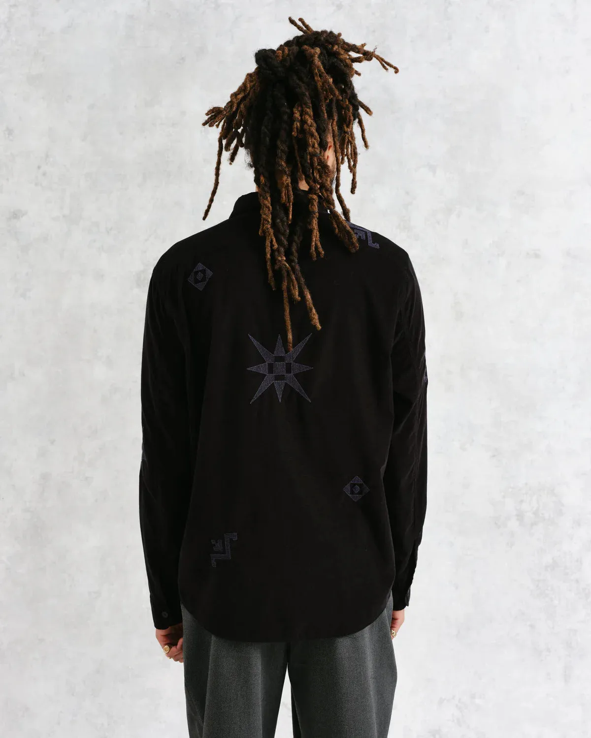 Black Cord Geo Embroidery Shirt