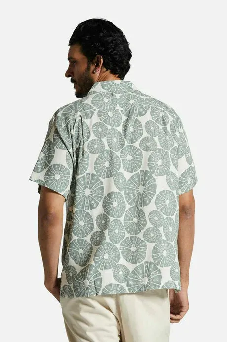 Brixton BUNKER SLUB S/S CAMP COLLAR SHIRT - WHITE CAP/CHINOIS