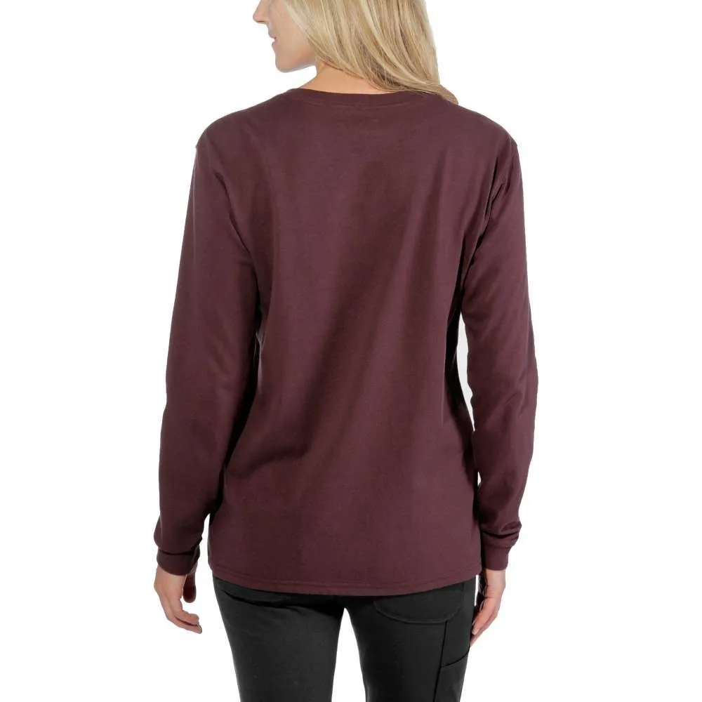 Carhartt&#x20;103244&#x20;Women&#x27;s&#x20;Pocket&#x20;l&#x2F;s&#x20;T-Shirt&#x20;-&#x20;Deep&#x20;Wine