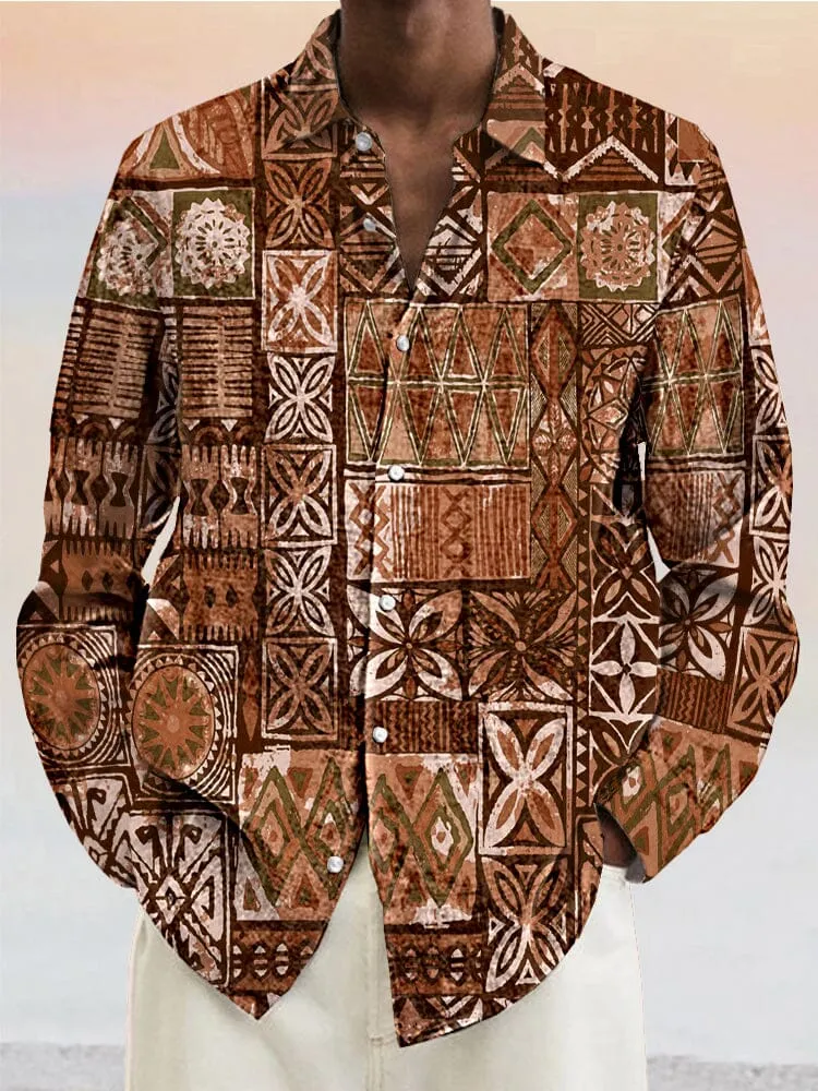 Casual Printed Cotton Linen Shirt