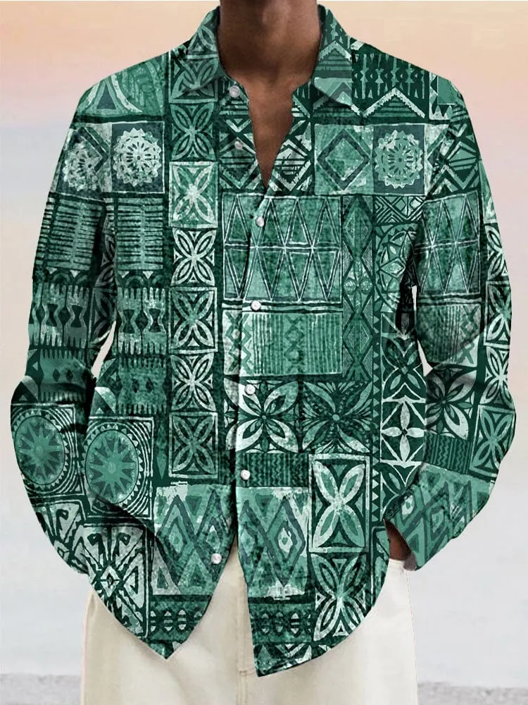 Casual Printed Cotton Linen Shirt