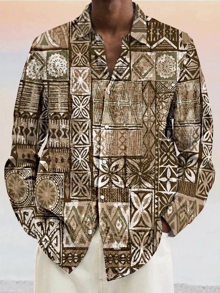 Casual Printed Cotton Linen Shirt