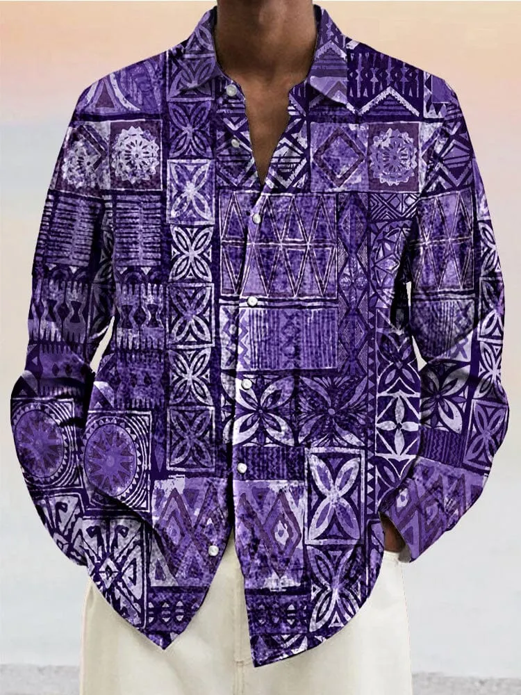 Casual Printed Cotton Linen Shirt