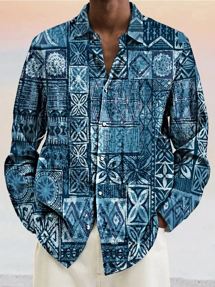 Casual Printed Cotton Linen Shirt