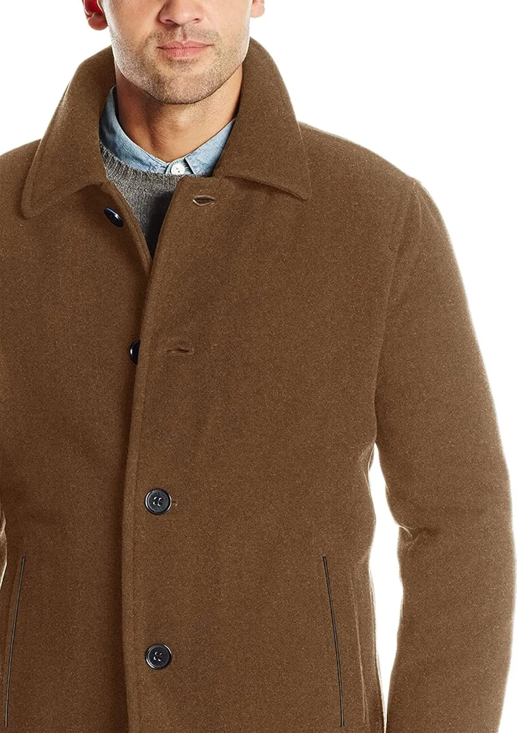 Cole Haan Men's Button Up Wool Plush Car Coat