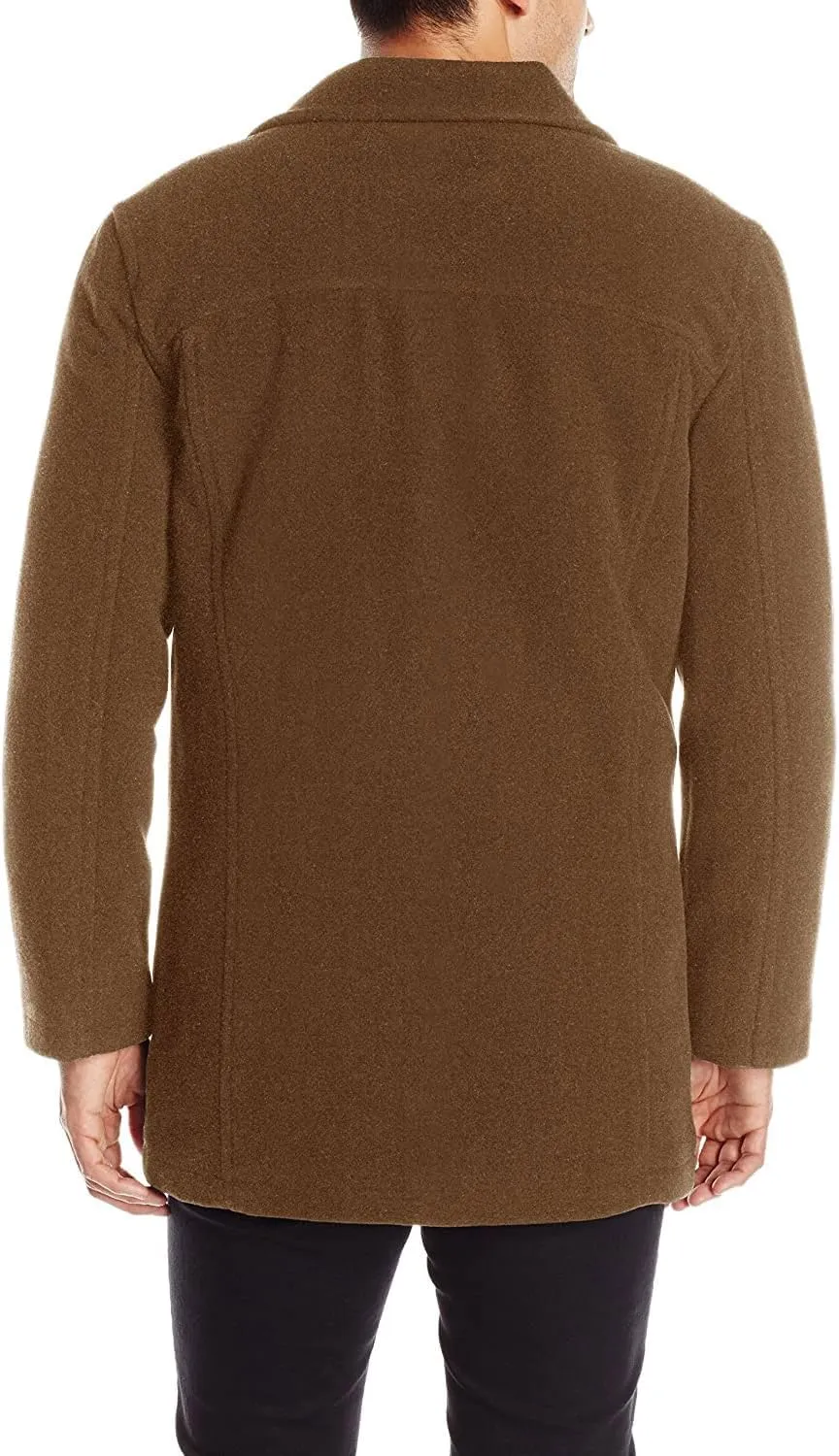 Cole Haan Men's Button Up Wool Plush Car Coat