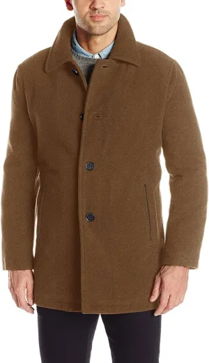 Cole Haan Men's Button Up Wool Plush Car Coat