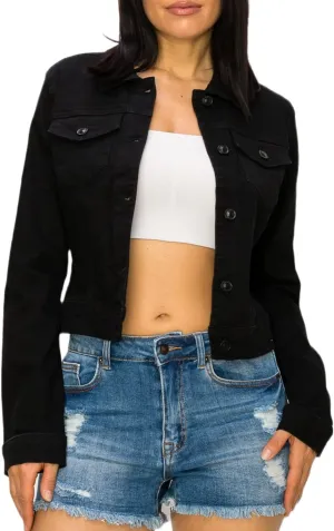 Denim Jean Jacket For Women Button up Long Sleeve Stone Washed S - 3XL
