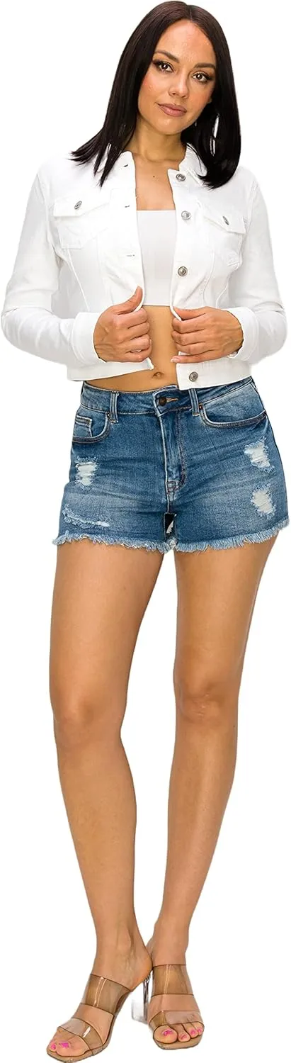 Denim Jean Jacket For Women Button up Long Sleeve Stone Washed S - 3XL