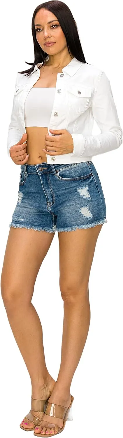 Denim Jean Jacket For Women Button up Long Sleeve Stone Washed S - 3XL