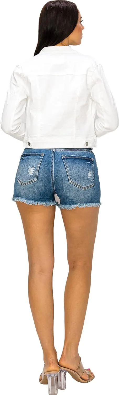 Denim Jean Jacket For Women Button up Long Sleeve Stone Washed S - 3XL