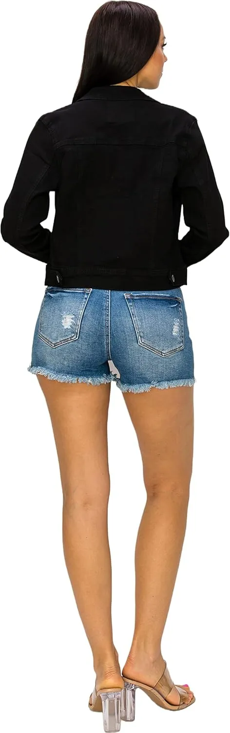 Denim Jean Jacket For Women Button up Long Sleeve Stone Washed S - 3XL