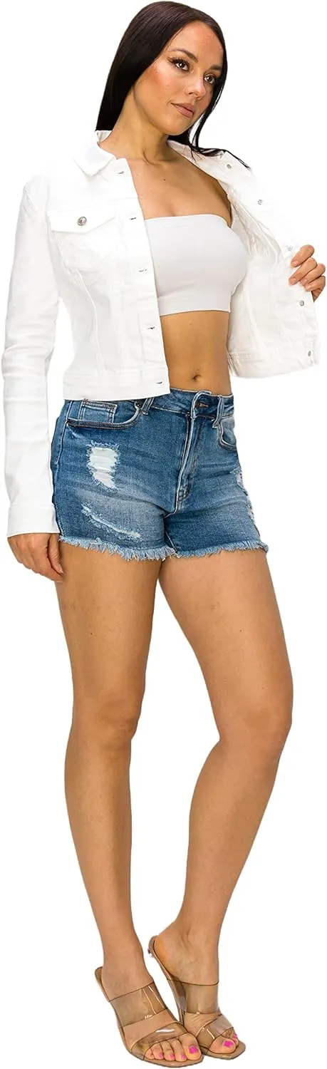 Denim Jean Jacket For Women Button up Long Sleeve Stone Washed S - 3XL