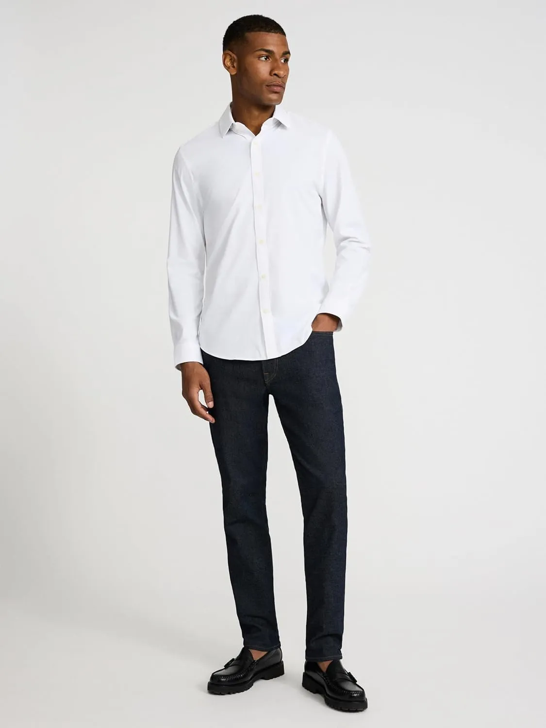 EXPRESS Mens Long Sleeve Slim Performance Solid Button UP Shirt