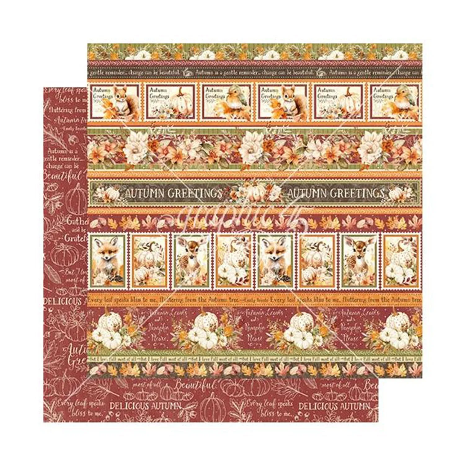 Graphic 45 Autumn Greetings Double-Sided Cardstock 12"x 12" - Thanks & Giving