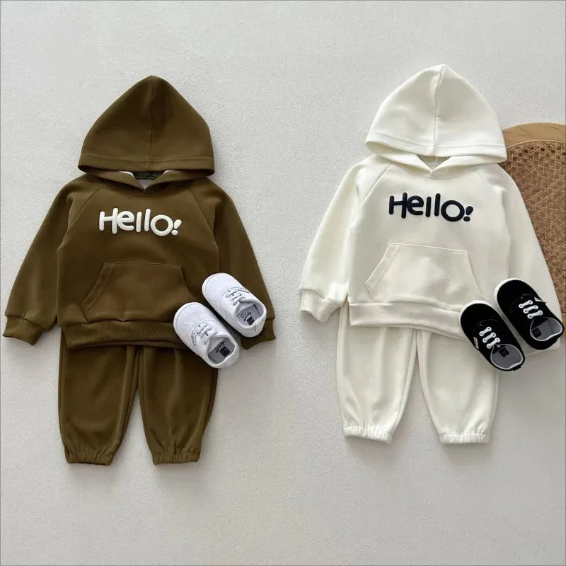 'Hello!' Hooded Cozy Jogger Set