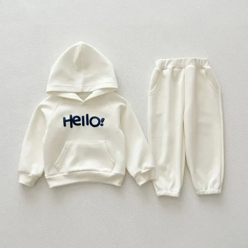 'Hello!' Hooded Cozy Jogger Set