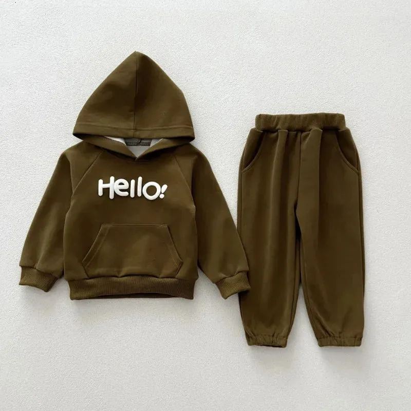 'Hello!' Hooded Cozy Jogger Set