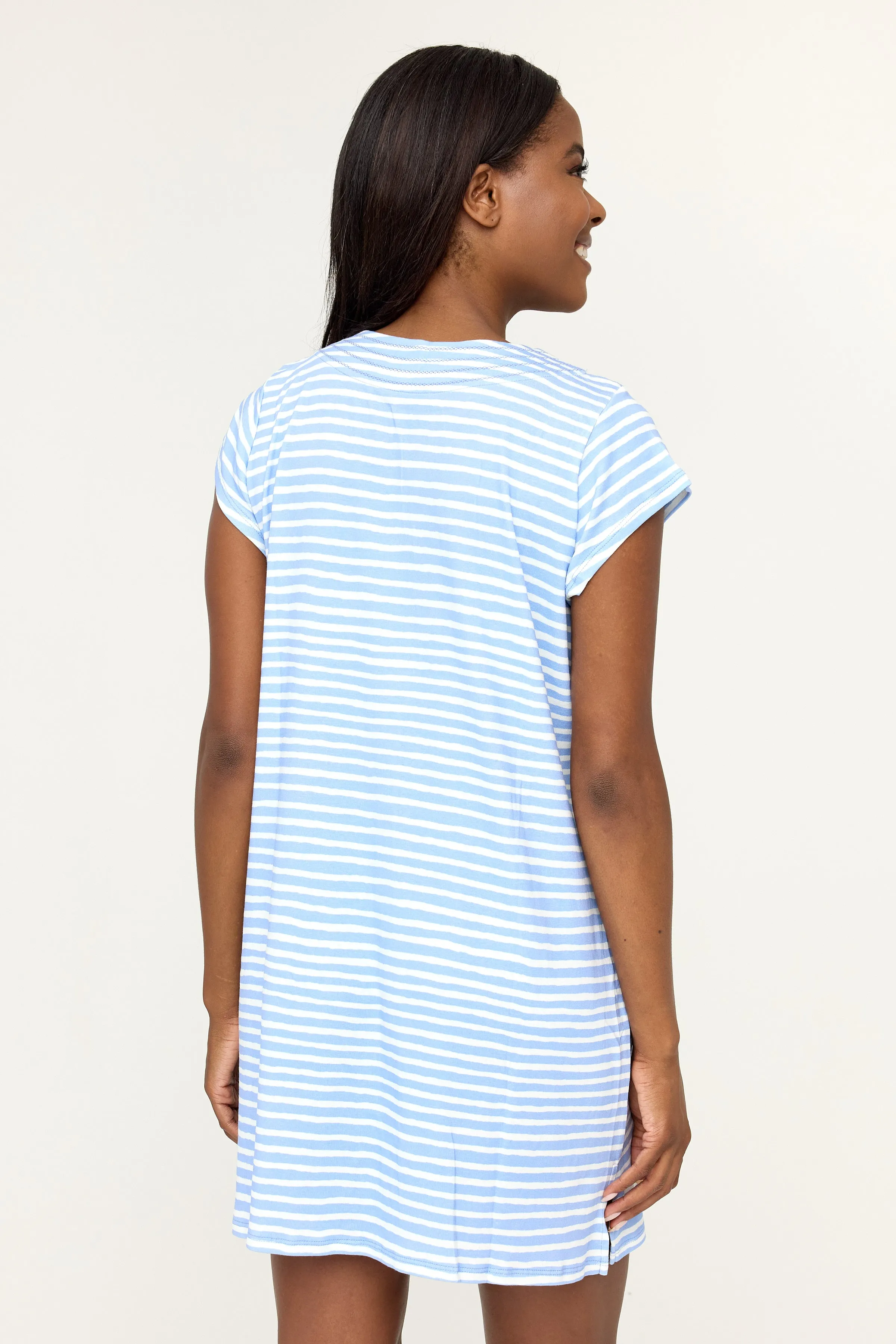 Josie Dress - Lavender Chalk Stripe