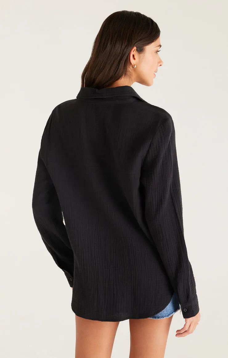 Kaili Button Up Gauze Top Black | Z Supply