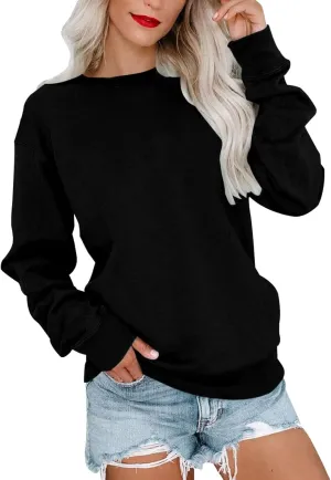 LCMTWX Womens Long Sleeve Pullover Tops Long Sleeve Top Cute Pullover Loose Version Pullover Sweater Casual Pullover Top