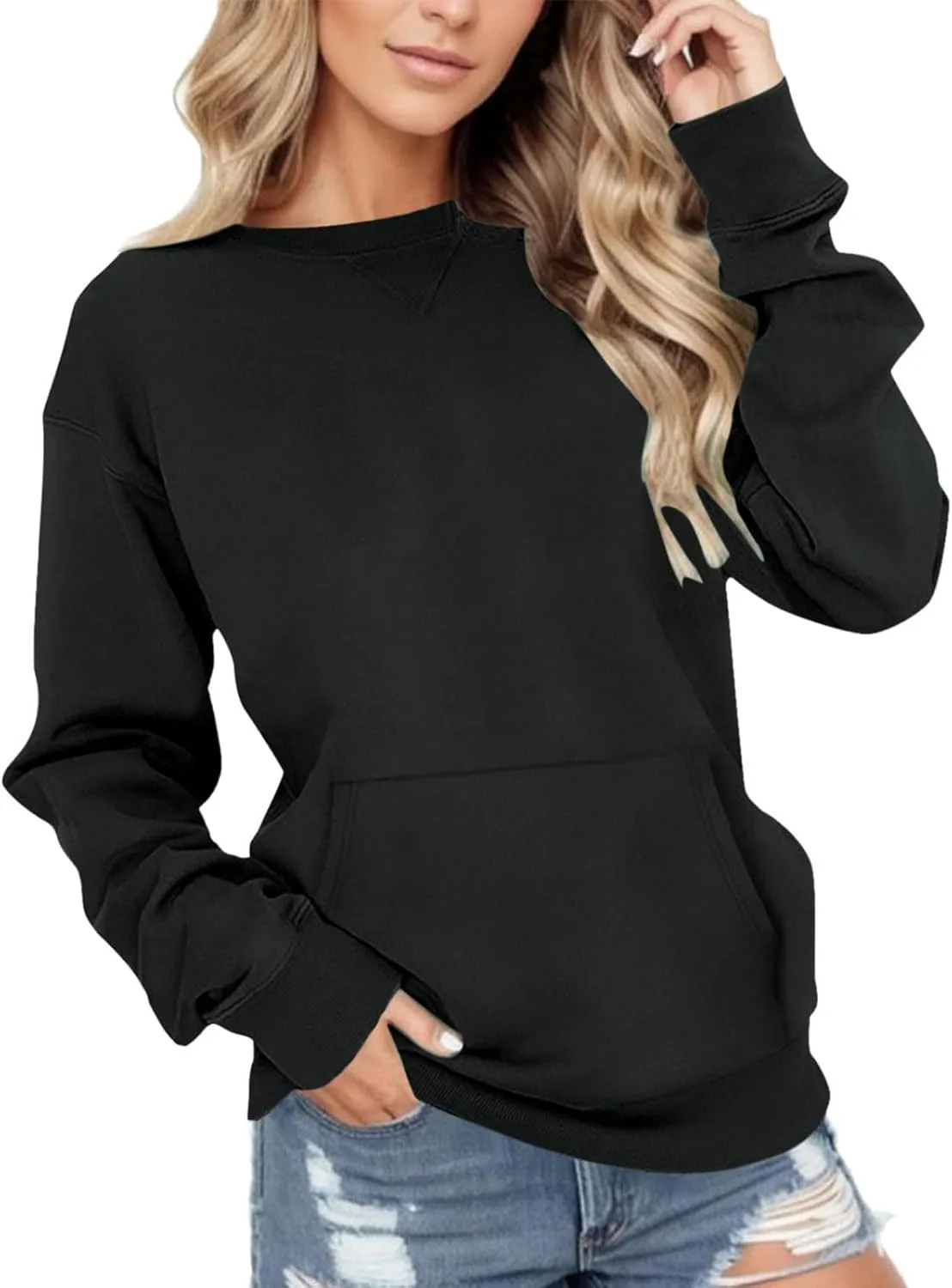 LCMTWX Womens Long Sleeve Pullover Tops Long Sleeve Top Cute Pullover Loose Version Pullover Sweater Casual Pullover Top