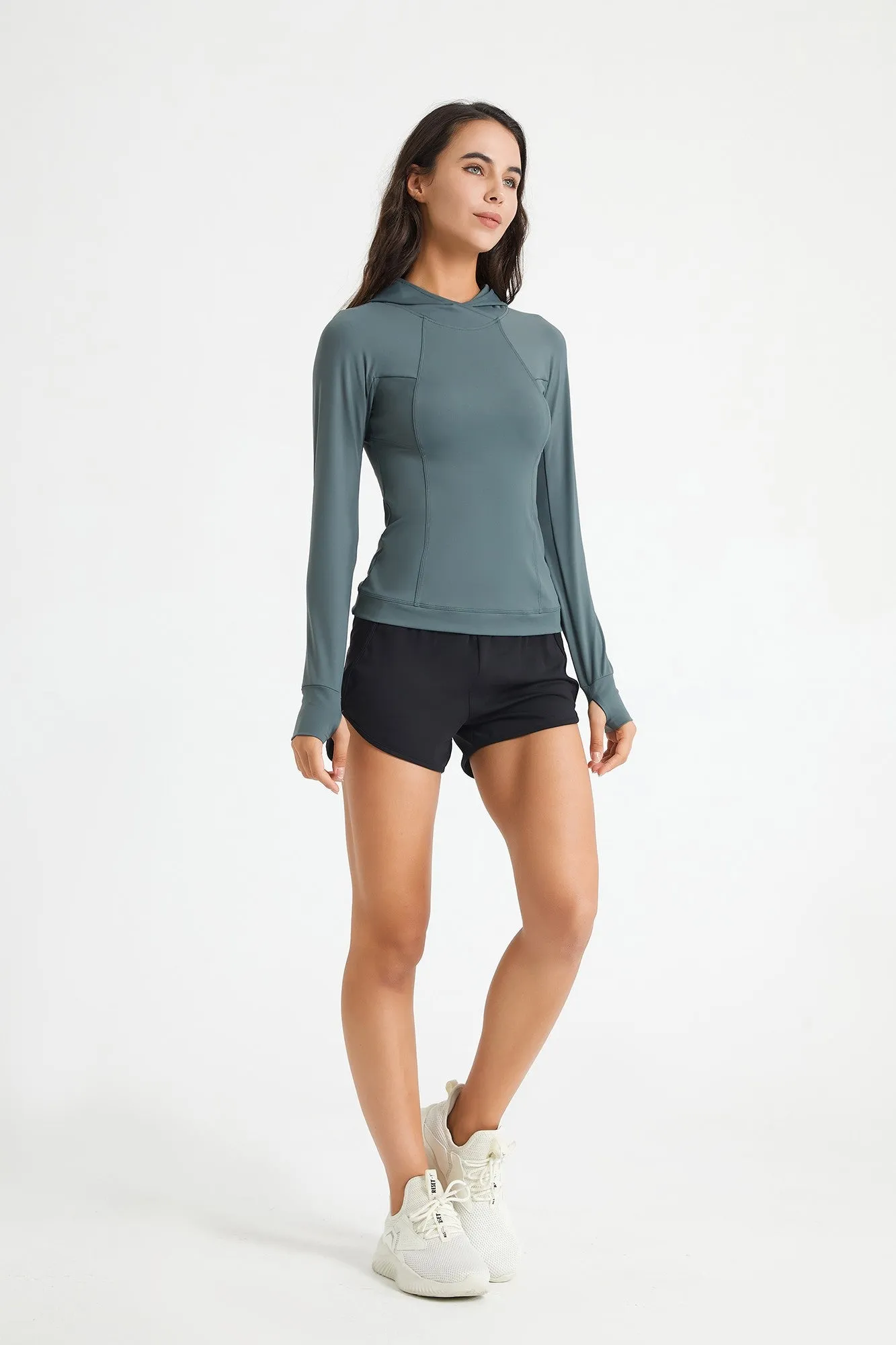 Long Sleeve Tunic Sweatshirt with Thumb Holes