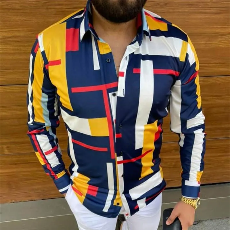 Men's Cool and Comfortable Printed Long Sleeve Shirt 75728174L