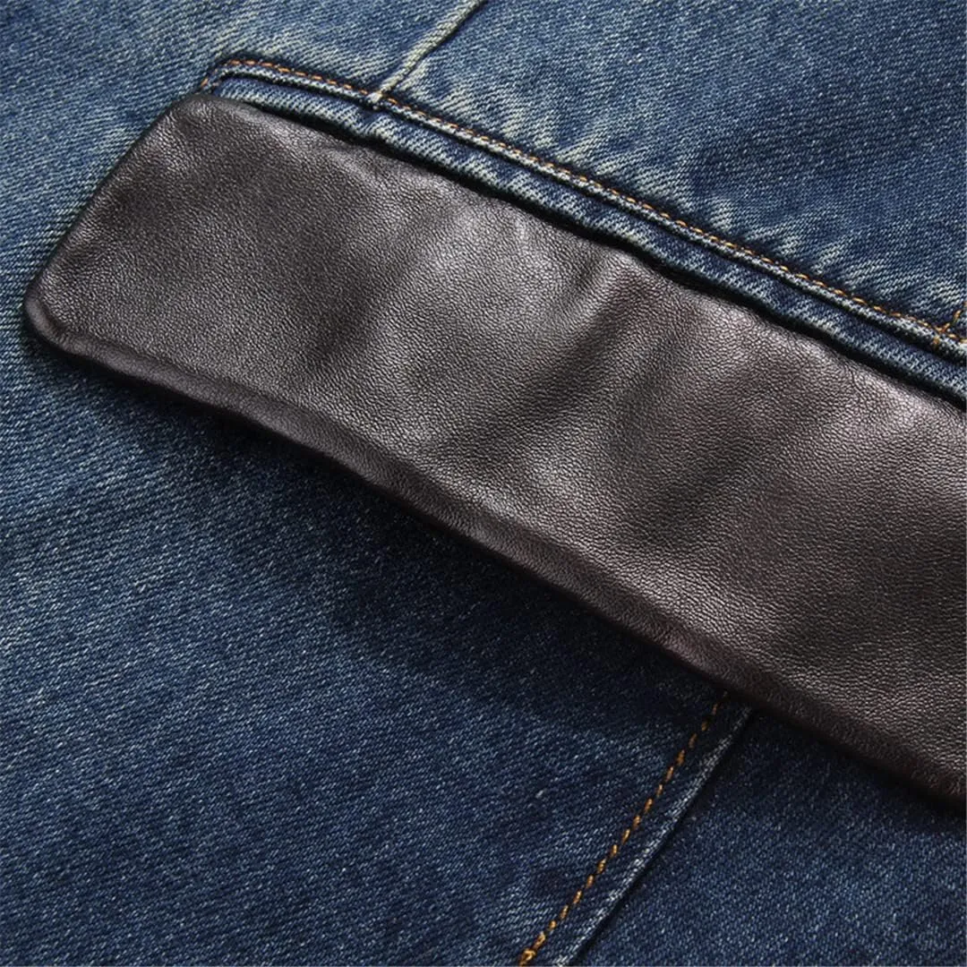 Men's Denim Blazer Oversized Spring Autumn Slim Fit Casual Denim Suit Jacket