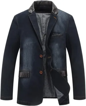 Men's Denim Blazer Oversized Spring Autumn Slim Fit Casual Denim Suit Jacket