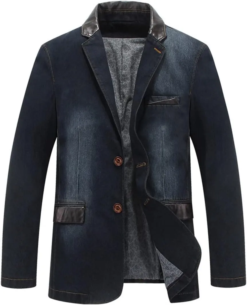 Men's Denim Blazer Oversized Spring Autumn Slim Fit Casual Denim Suit Jacket