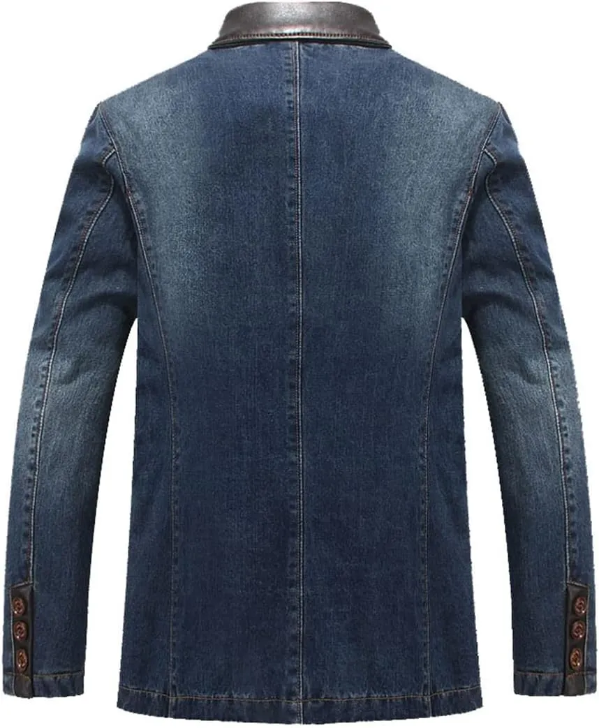 Men's Denim Blazer Oversized Spring Autumn Slim Fit Casual Denim Suit Jacket