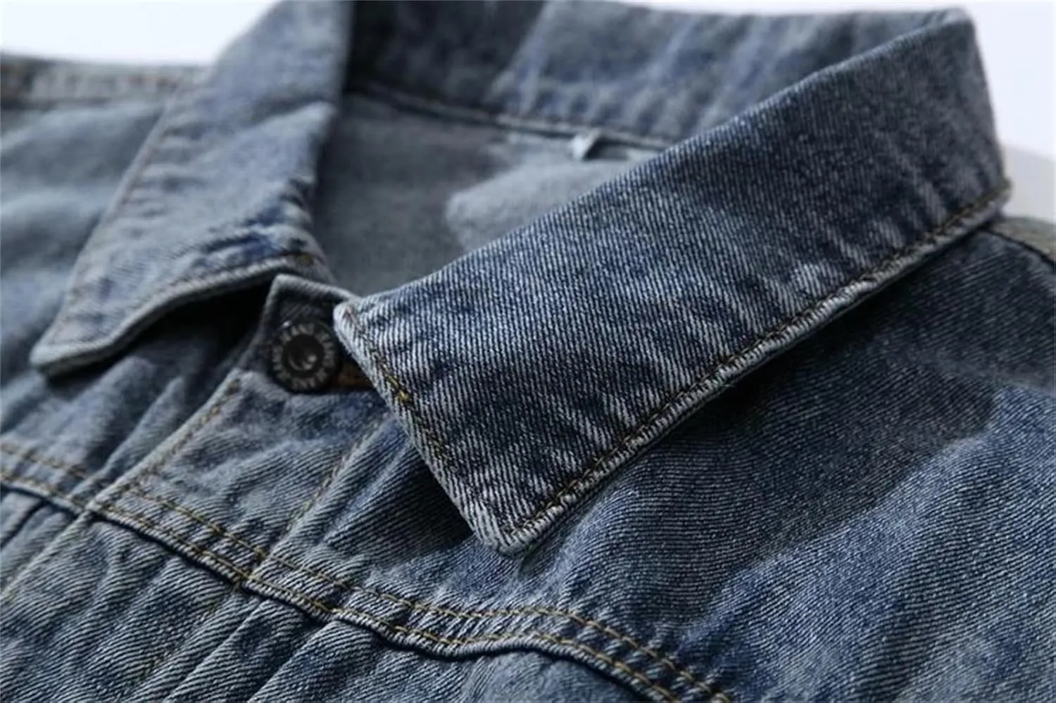 Men's Japanese Tooling Retro Washed Denim Jacket Fashion Lapel Button Down Motorcycle Jean Denim Coats