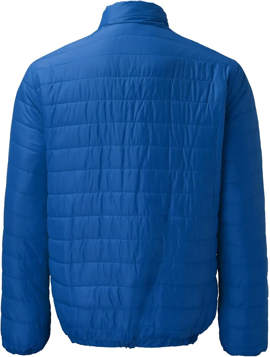 Mens Quilted Puffer Down Jacket Full Zip Stand Up Collar Jacket Warm Thick Windbreaker Winter Outwear Coat with Hood