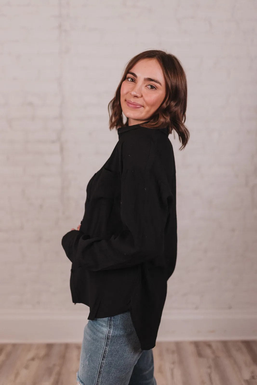 Might Be Dreaming Black Button Up Shirt