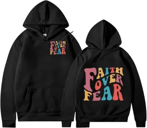 Oversized Hoodie for Women Faith Over Fear Hooded Hoodies Causal Sweatshirts Christian Faith Shirts Religious Sweatshirt