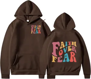 Oversized Hoodie for Women Faith Over Fear Hooded Hoodies Causal Sweatshirts Christian Faith Shirts Religious Sweatshirt