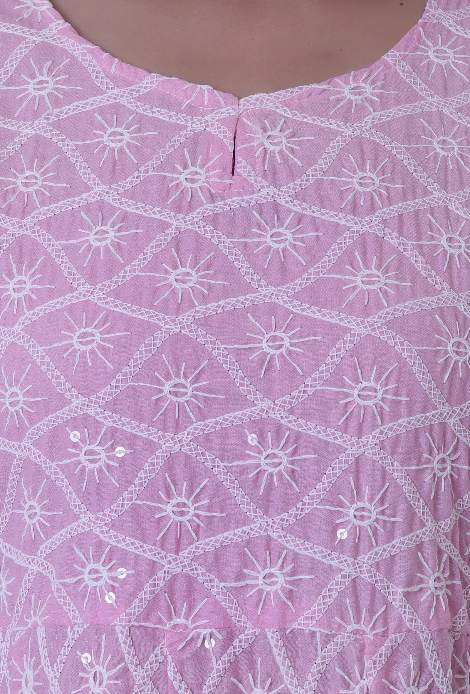 Pink Cotton Chikankari Kurta