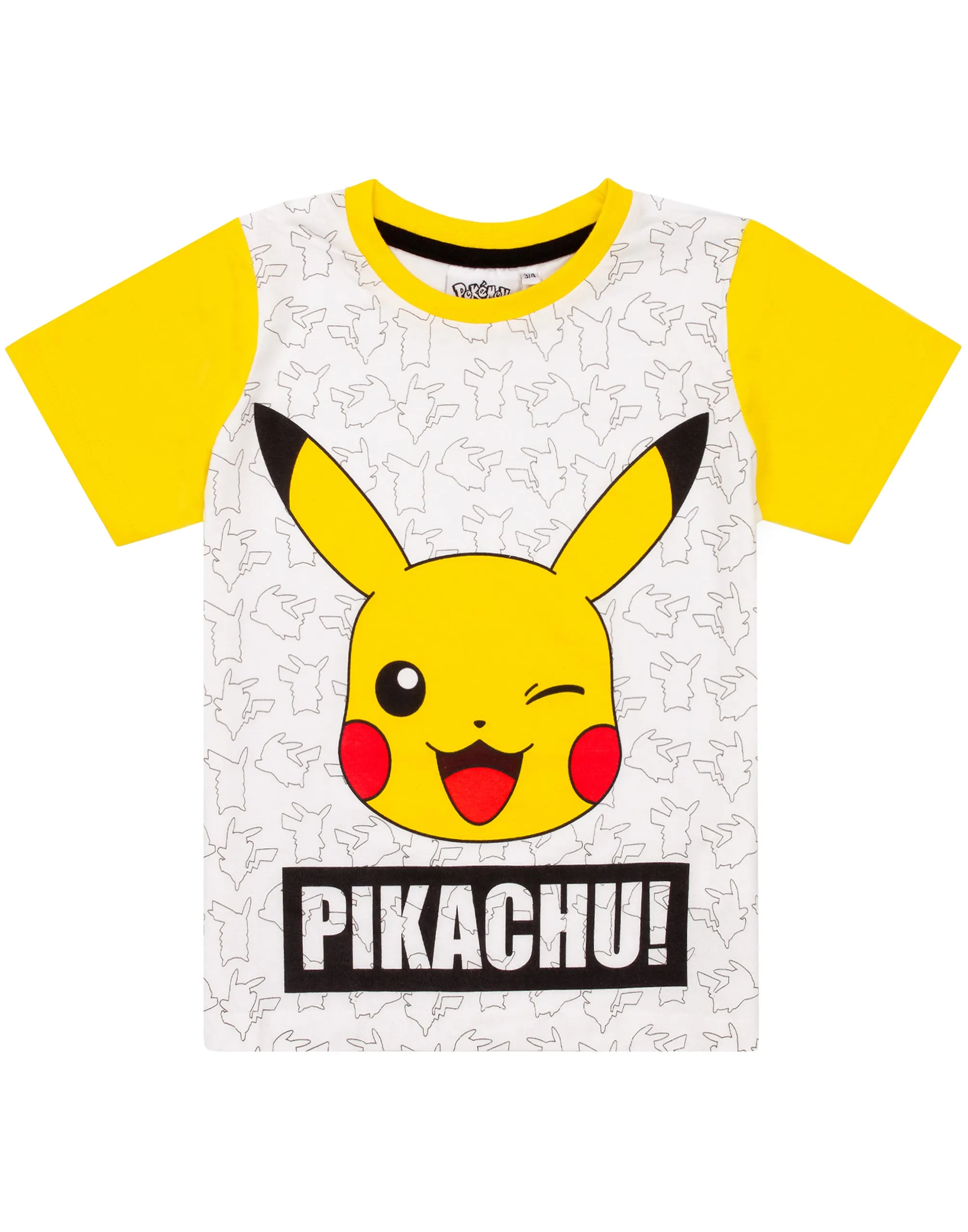 Pokemon Pikachu Boys White Short Sleeve Short Leg Pyjama Set