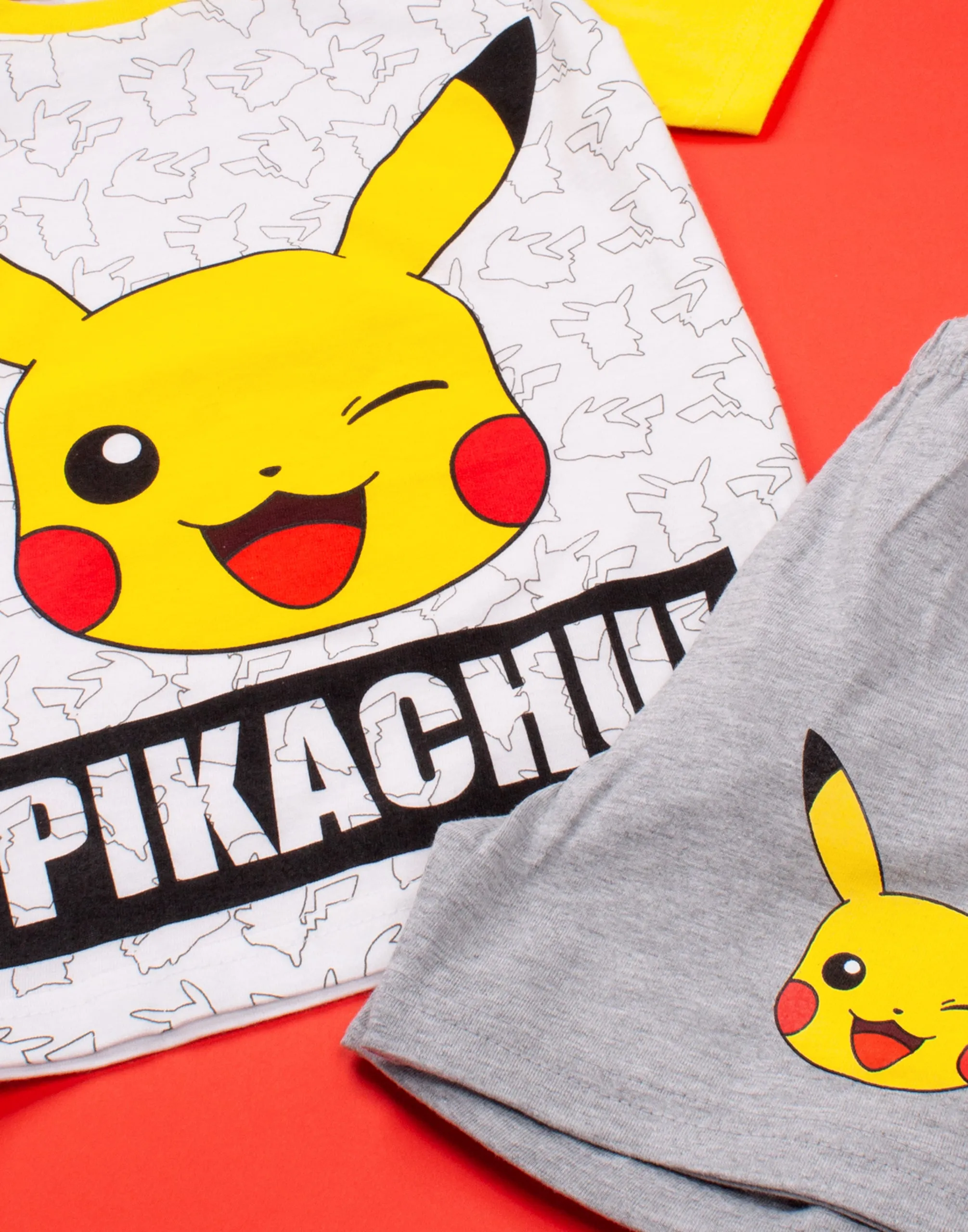 Pokemon Pikachu Boys White Short Sleeve Short Leg Pyjama Set