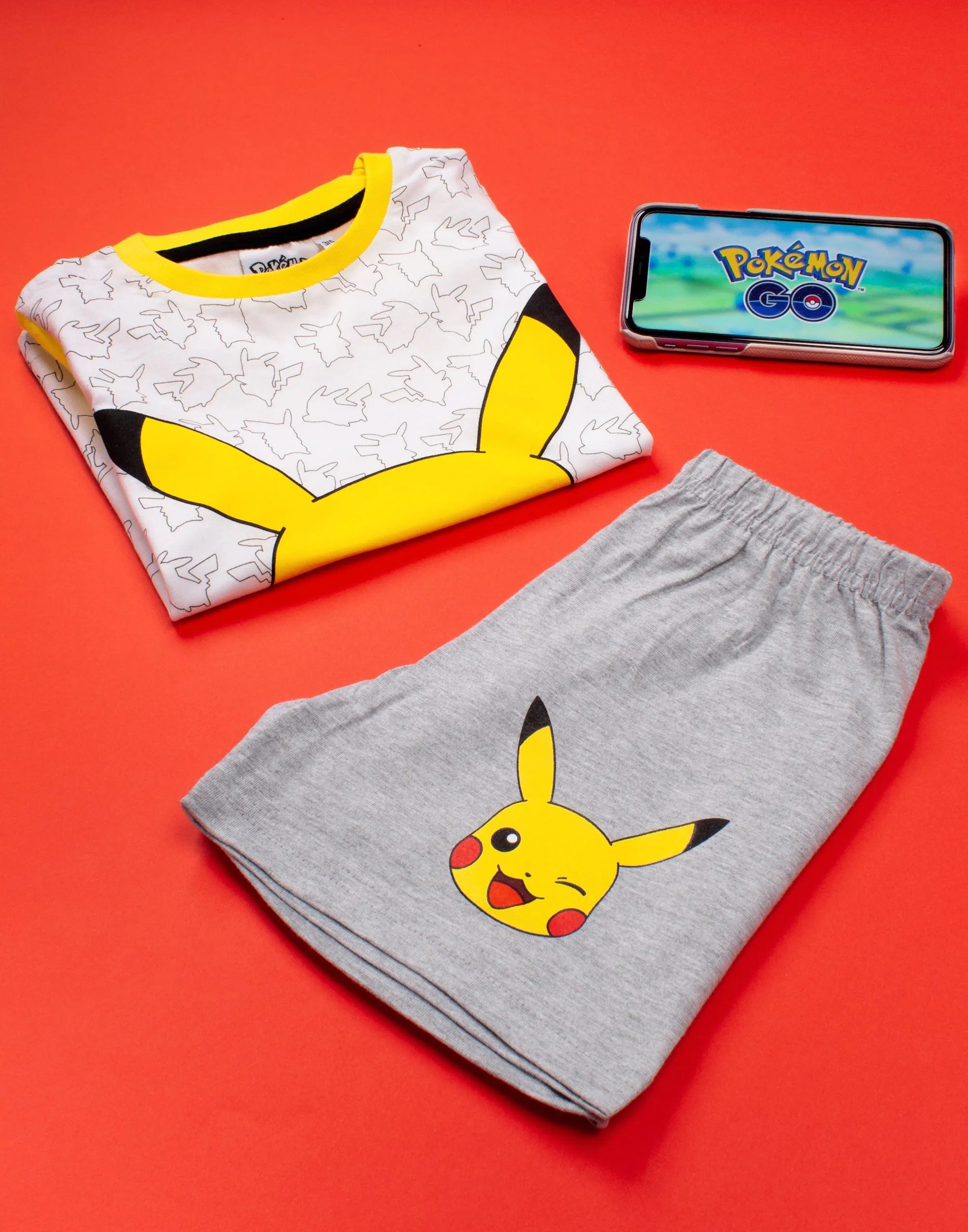 Pokemon Pikachu Boys White Short Sleeve Short Leg Pyjama Set