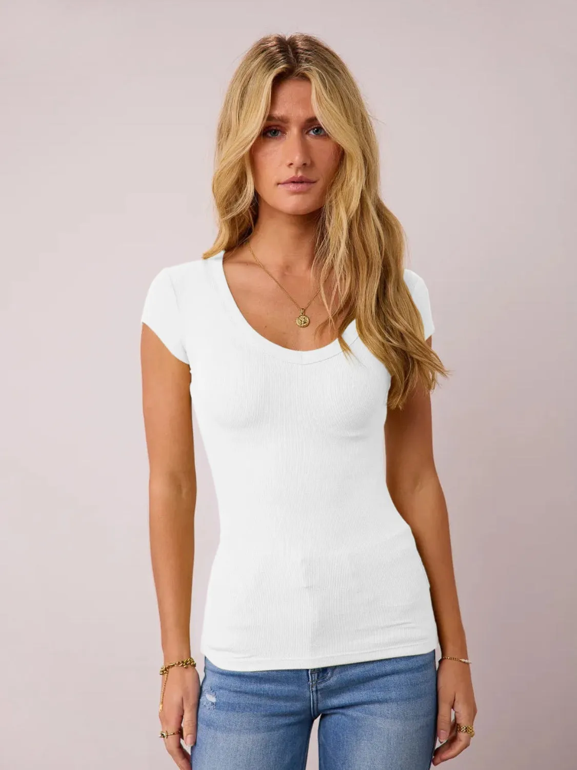 Scoop Neck Cap Sleeve T-Shirt - ONLINE ONLY - 7-10 DAY SHIPPING