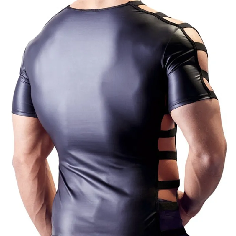 Sexy Tight Hollow Out Short Sleeves Dance Style Men T-Shirt