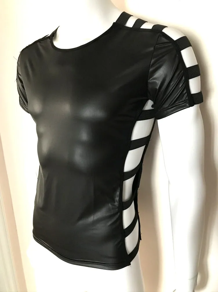 Sexy Tight Hollow Out Short Sleeves Dance Style Men T-Shirt
