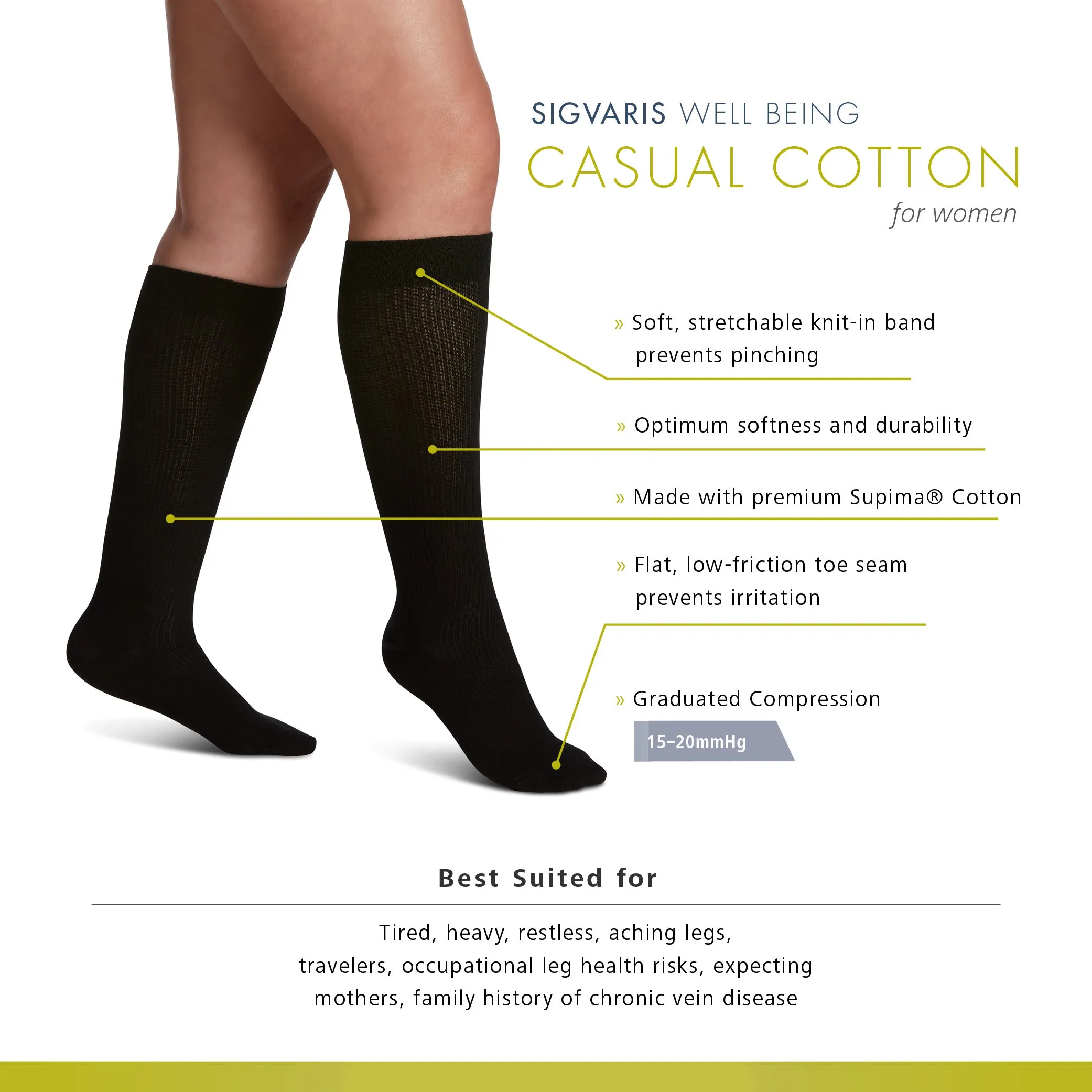 Sigvaris Casual Cotton Women's Knee High 15-20 mmHg