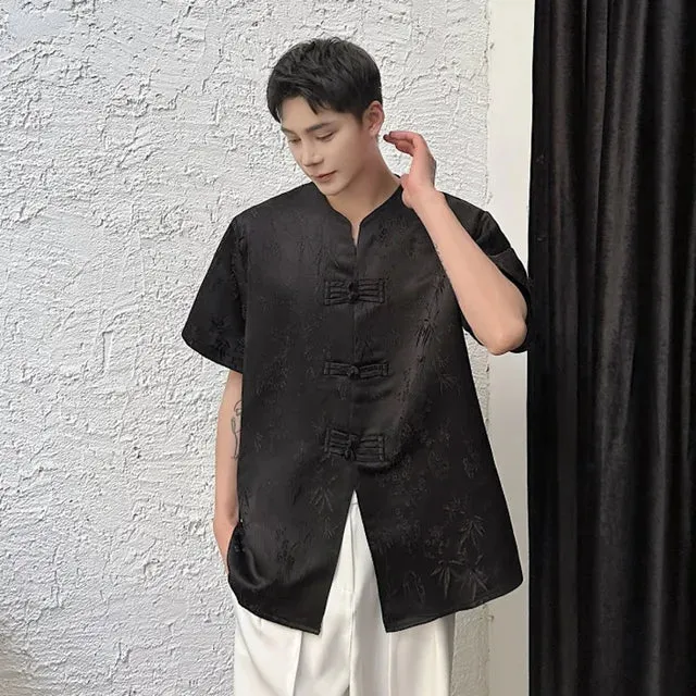 Single Breasted Jacquard Buckle Shirt