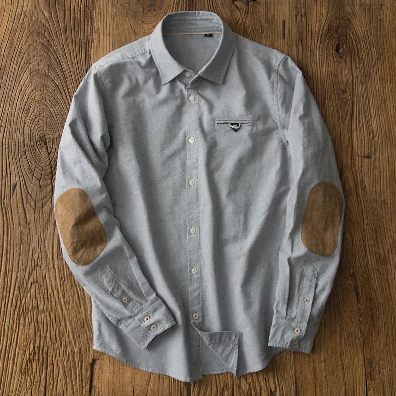 Solid Patchwork Suede Elbow Shirt