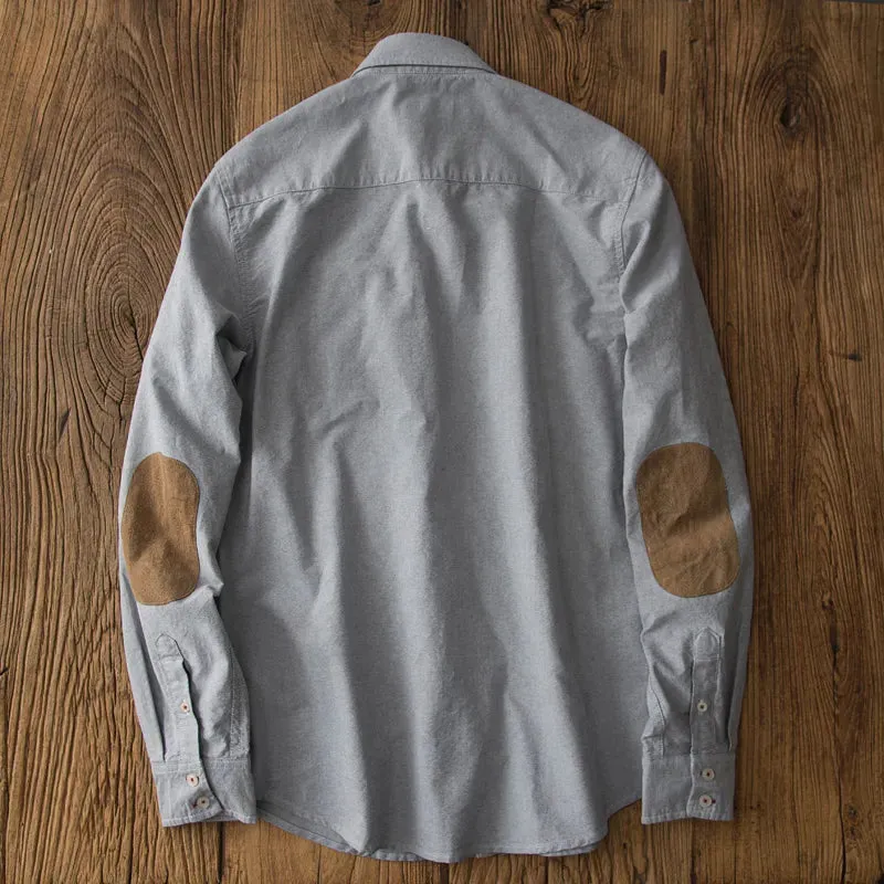 Solid Patchwork Suede Elbow Shirt